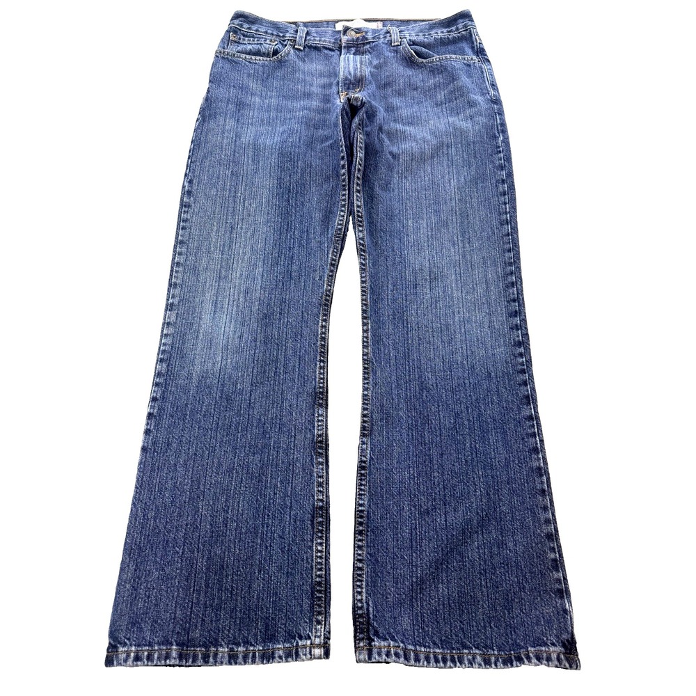Levis 527 Jeans Men 34x30 Blue Slim Boot Distress Whisker Denim Western Y2K 08'